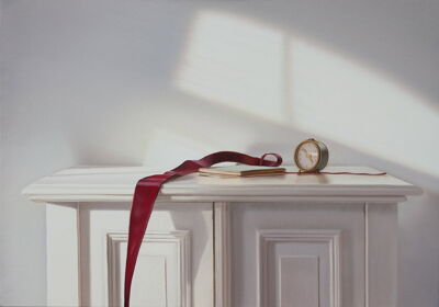 Grüne Uhr mit Rot, 2020, 70x100