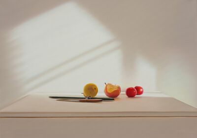 Vier Früchte mit Messerschaerfer, 2020, 60x80