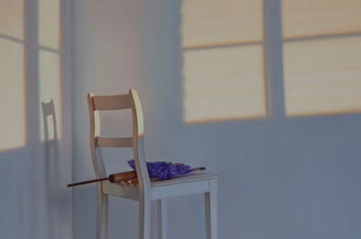 White Chair with Violet, 2022, 100x140