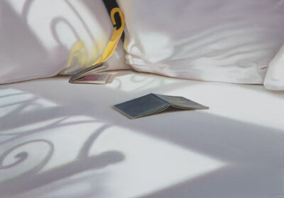 Zwei Pässe mit Gelb, 2019, 50x70