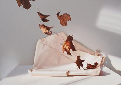 Papierbogen mit fliegenden Blättern, 2018, 70x100
